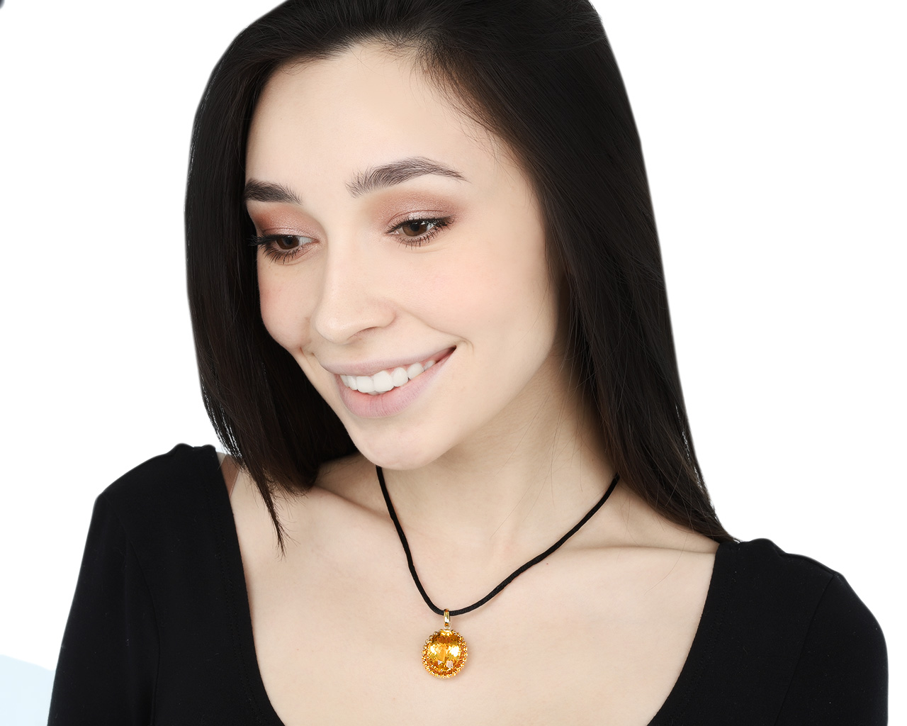Красивый золотой кулон с цитринами 19.57ct