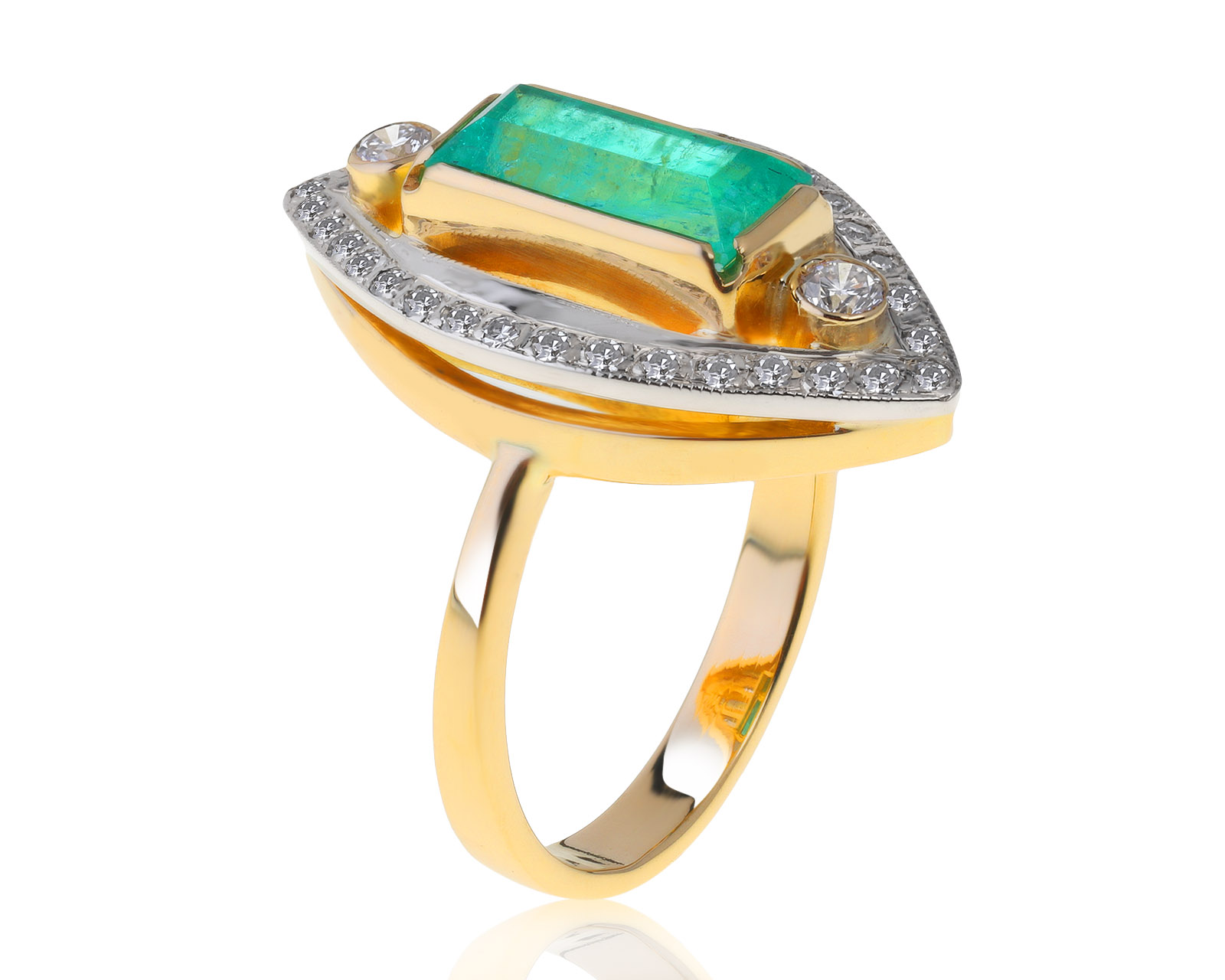 Женственное золотое кольцо с изумрудом 1.43ct 200721/6