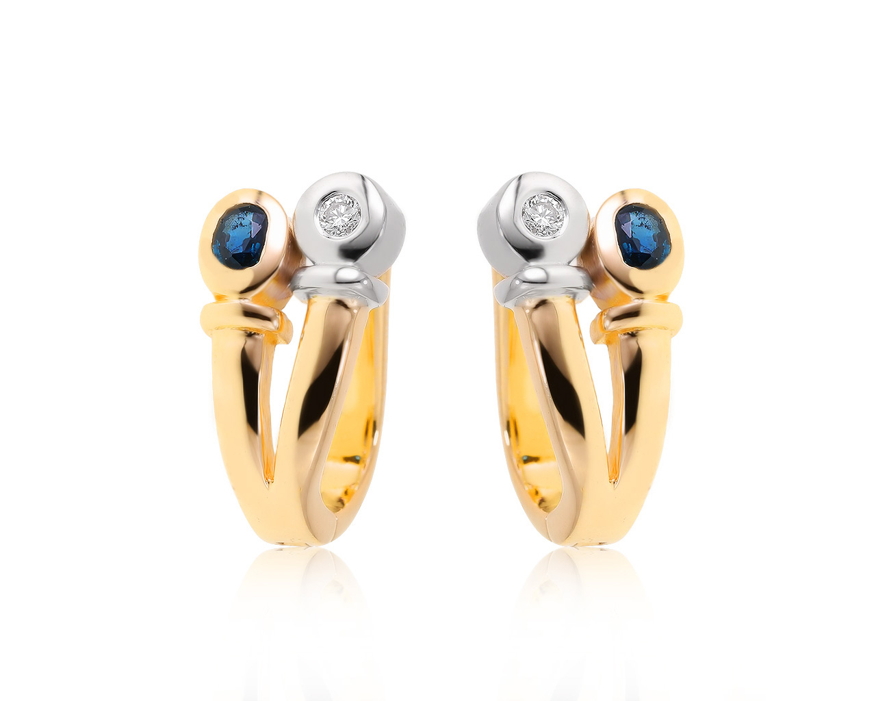 Стильные золотые серьги с сапфирами 0.22ct 311020/2