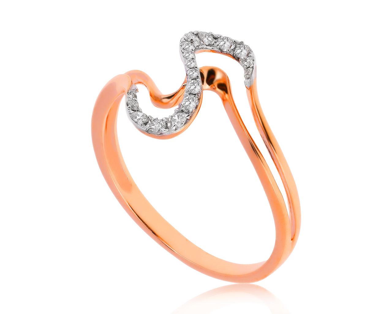 Модное золотое кольцо с бриллиантами 0.18ct