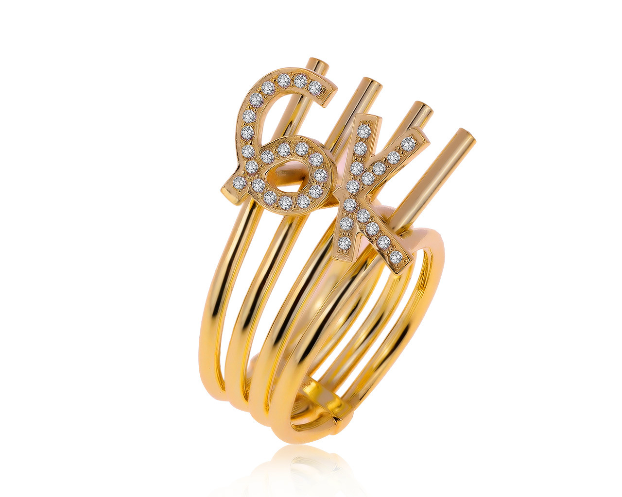 Оригинальное золотое кольцо с бриллиантами 0.30ct German Kabirski