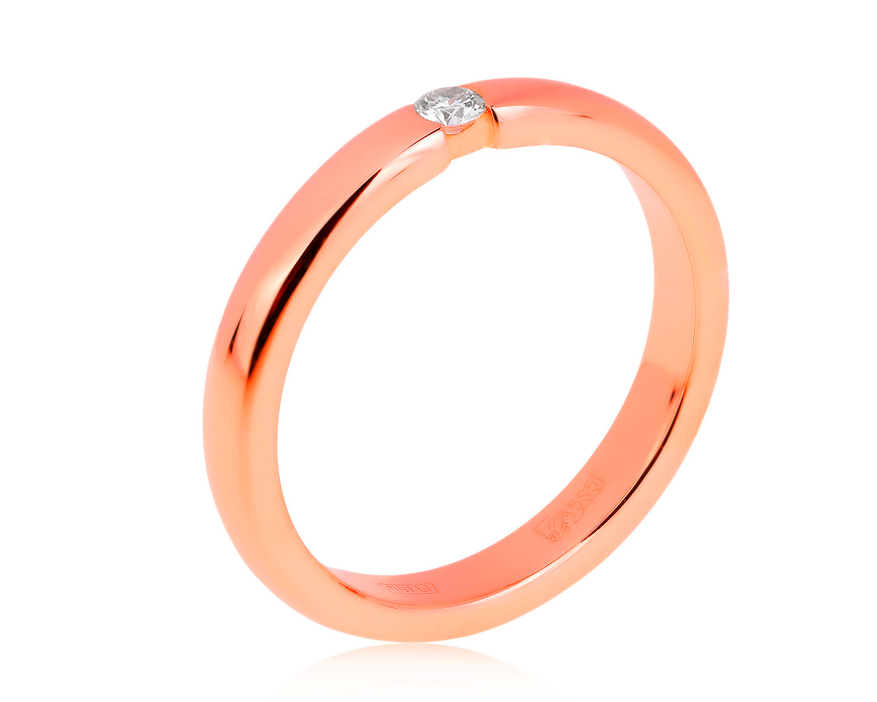 Лаконичное золотое кольцо с бриллиантом 0.03ct