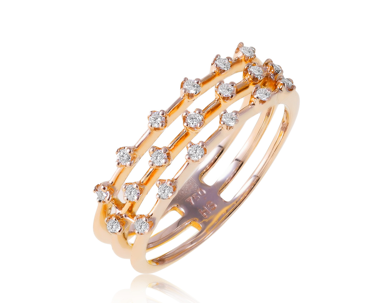 Оригинальное золотое кольцо с бриллиантами 0.13ct H.Stern