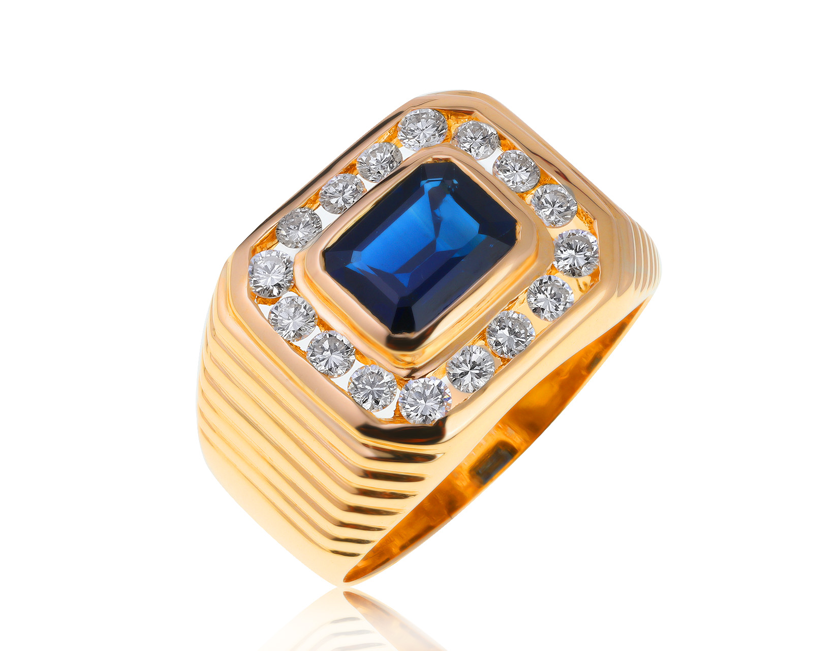 Стильное золотое кольцо с сапфиром 1.90ct