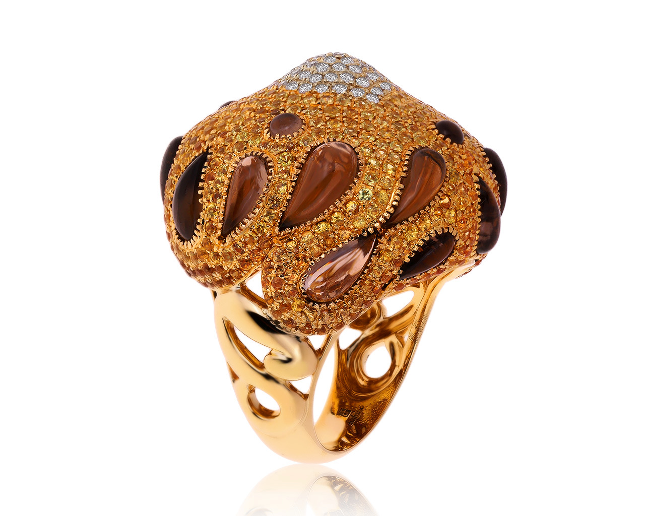 Оригинальное золотое кольцо с сапфирами 3.88ct Diafano 190320/11