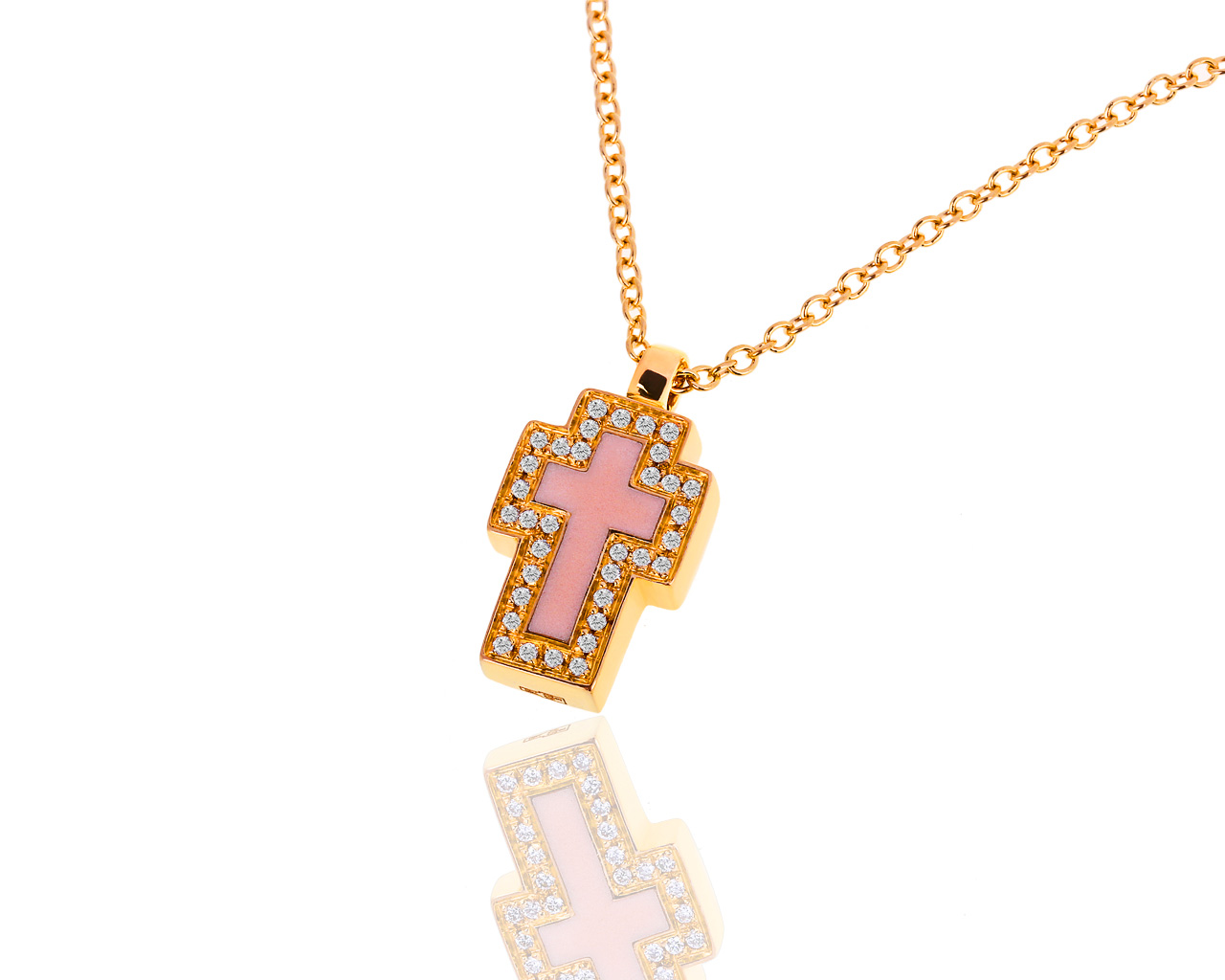 Оригинальный золотой крест с эмалью и бриллиантами 0.15ct Gavello 280419/1