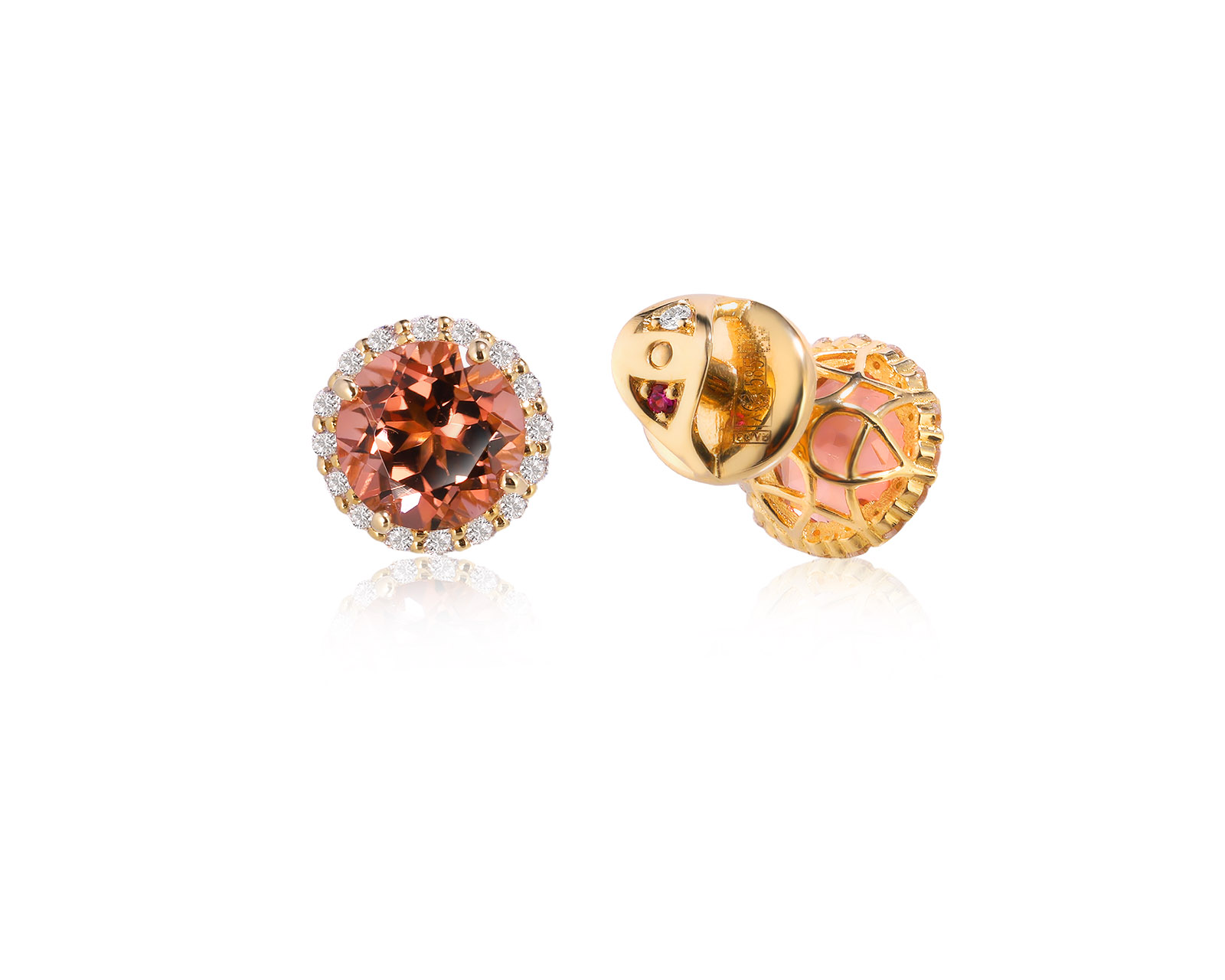 Оригинальные золотые серьги с турмалинами 1.87ct Lykov`s Jewellery