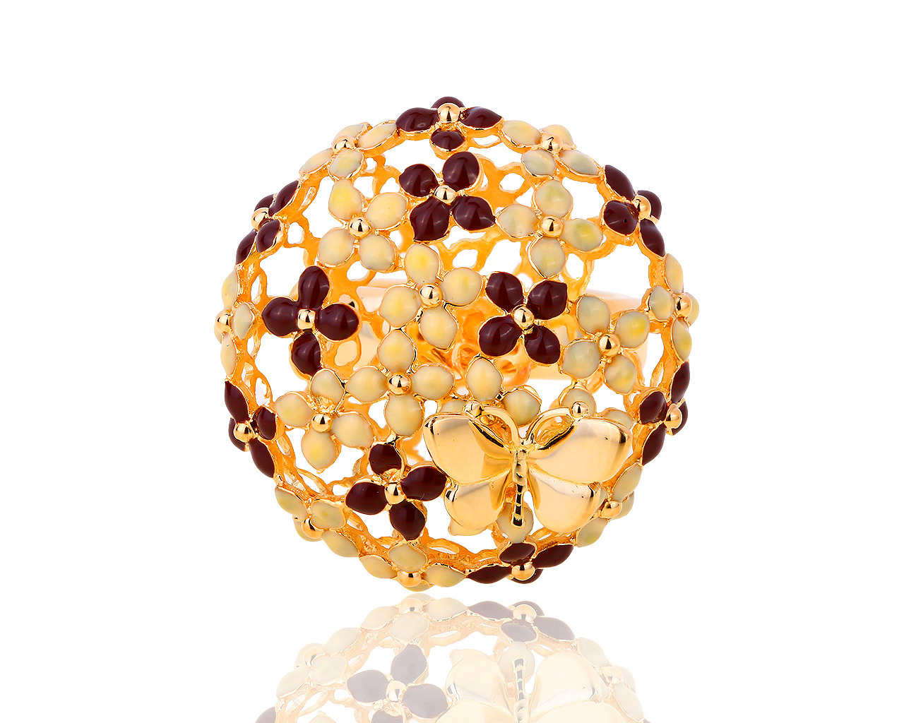 Итальянское золотое кольцо с эмалями 220918/5