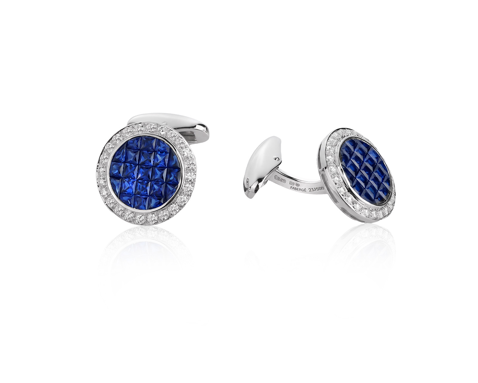 Оригинальные золотые запонки с сапфирами 4.66ct Faberge