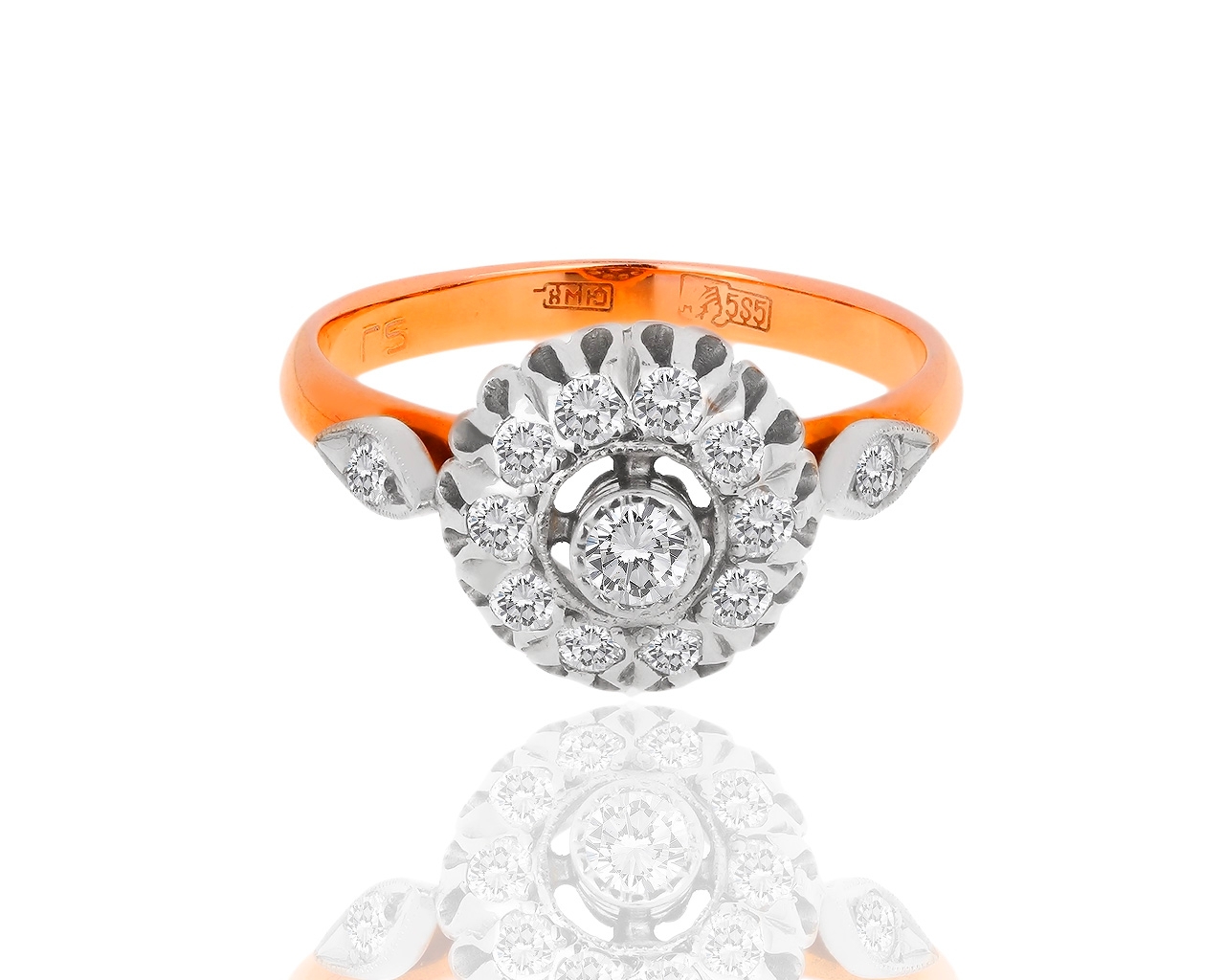 Винтажное золотое кольцо с бриллиантами 0.46ct 241118/11