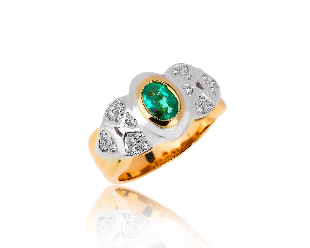 Богатое золотое кольцо с изумрудом 0.36ct 120118/1