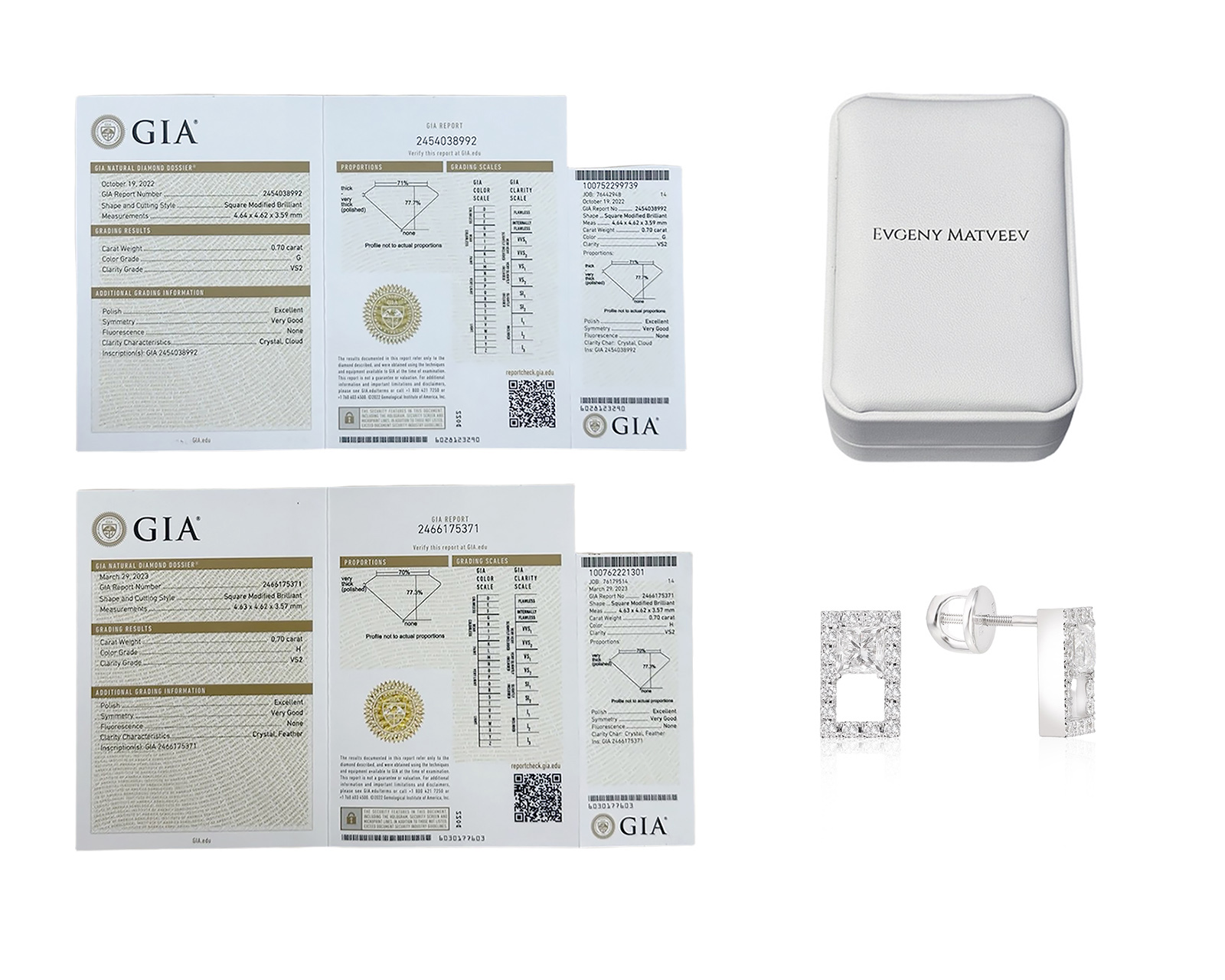 Золотые серьги с бриллиантами 2.01ct Evgeny Matveev