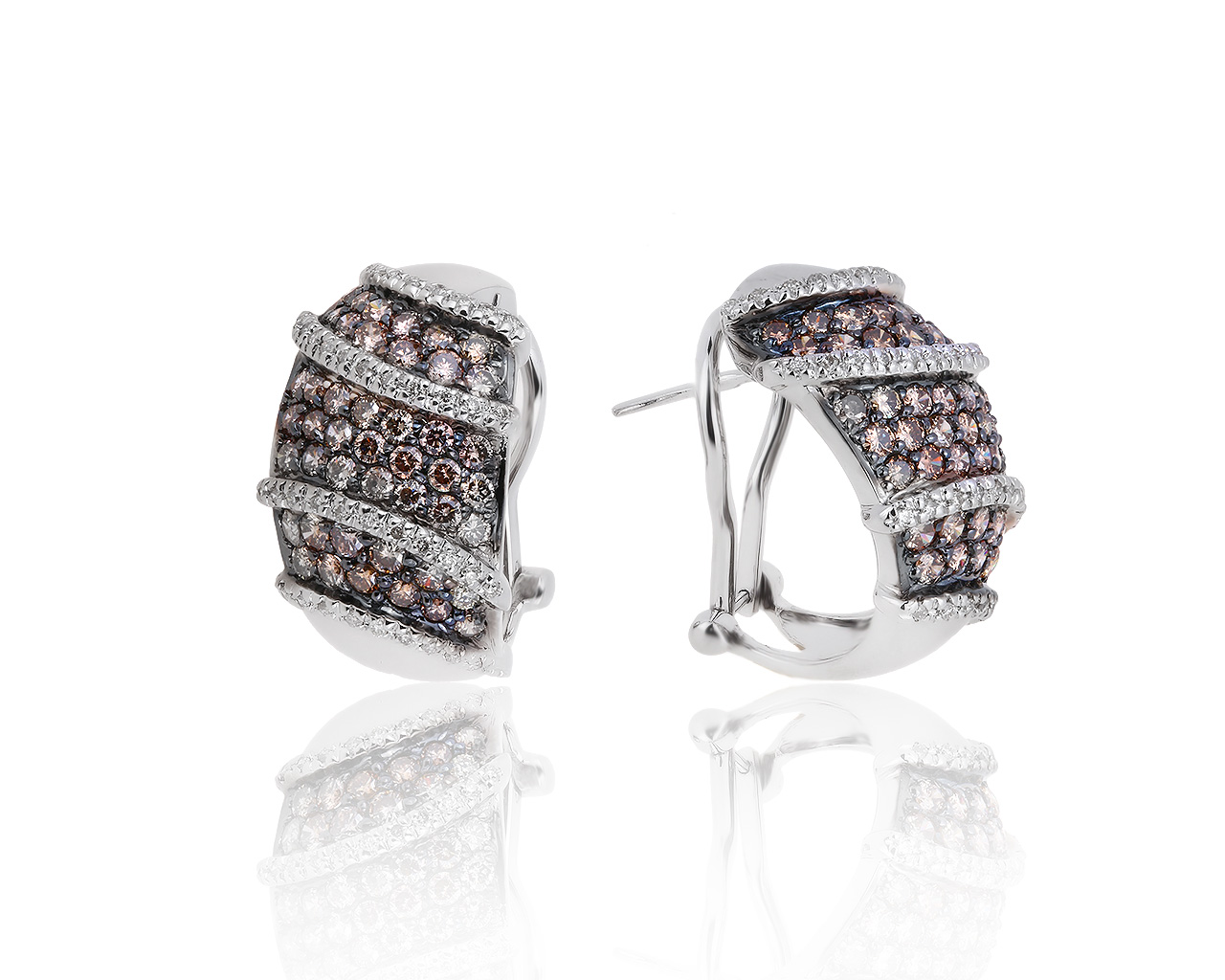 Шикарные золотые серьги с бриллиантами 1.62ct