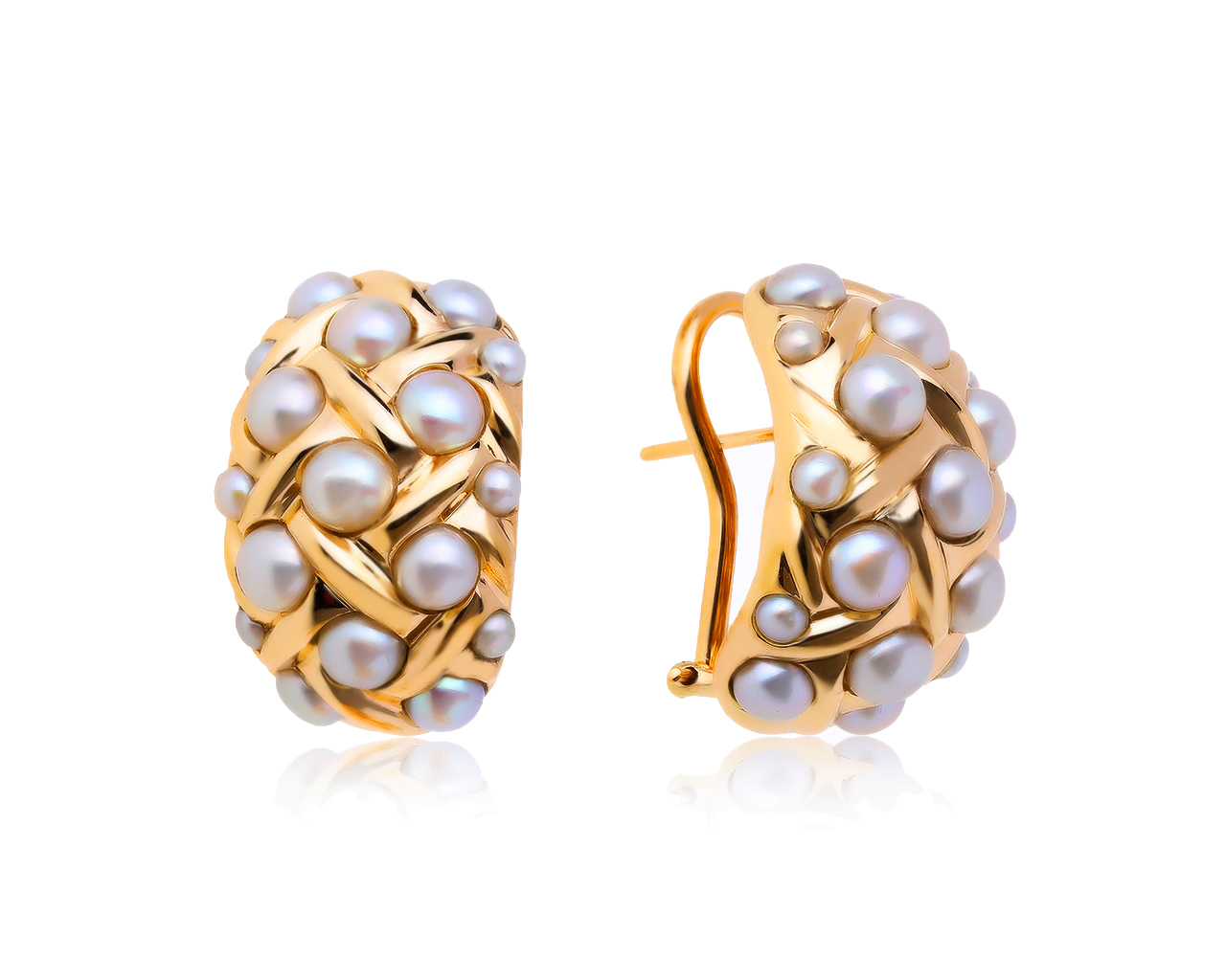 Женственные золотые серьги с жемчугом 2.50-4.50 мм