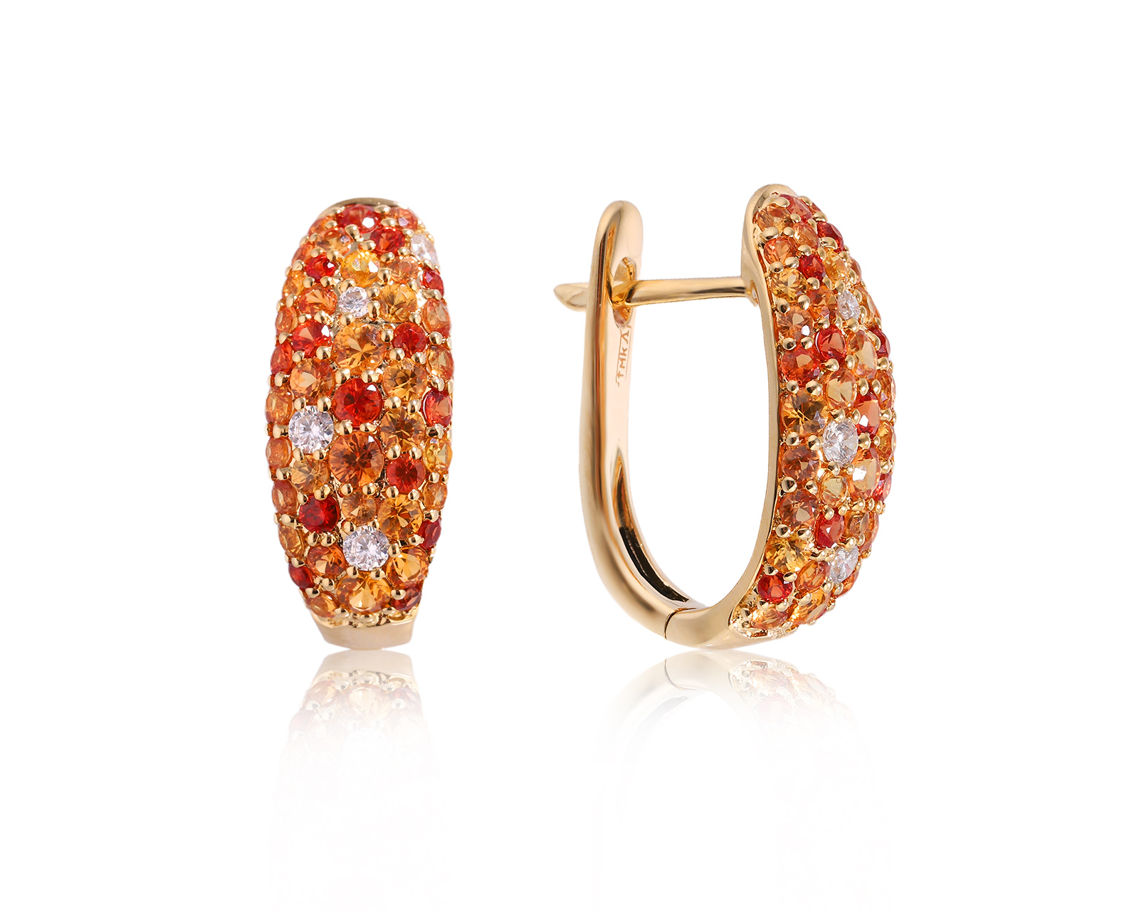 Золотые серьги с сапфирами 1.92ct и бриллиантами 0.16ct