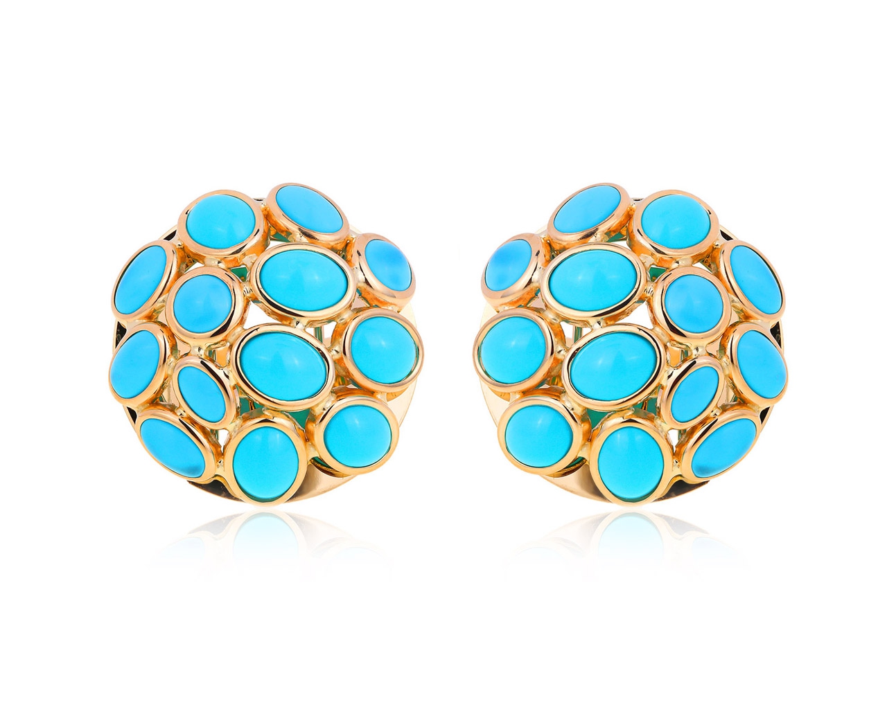 Итальянские золотые серьги с бирюзой 240118/14