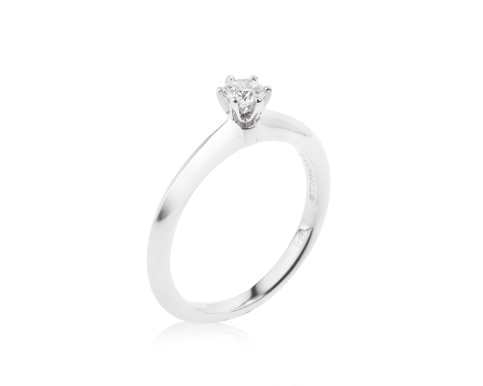Оригинальное платиновое кольцо с бриллиантом 0.15ct Tiffany&Co