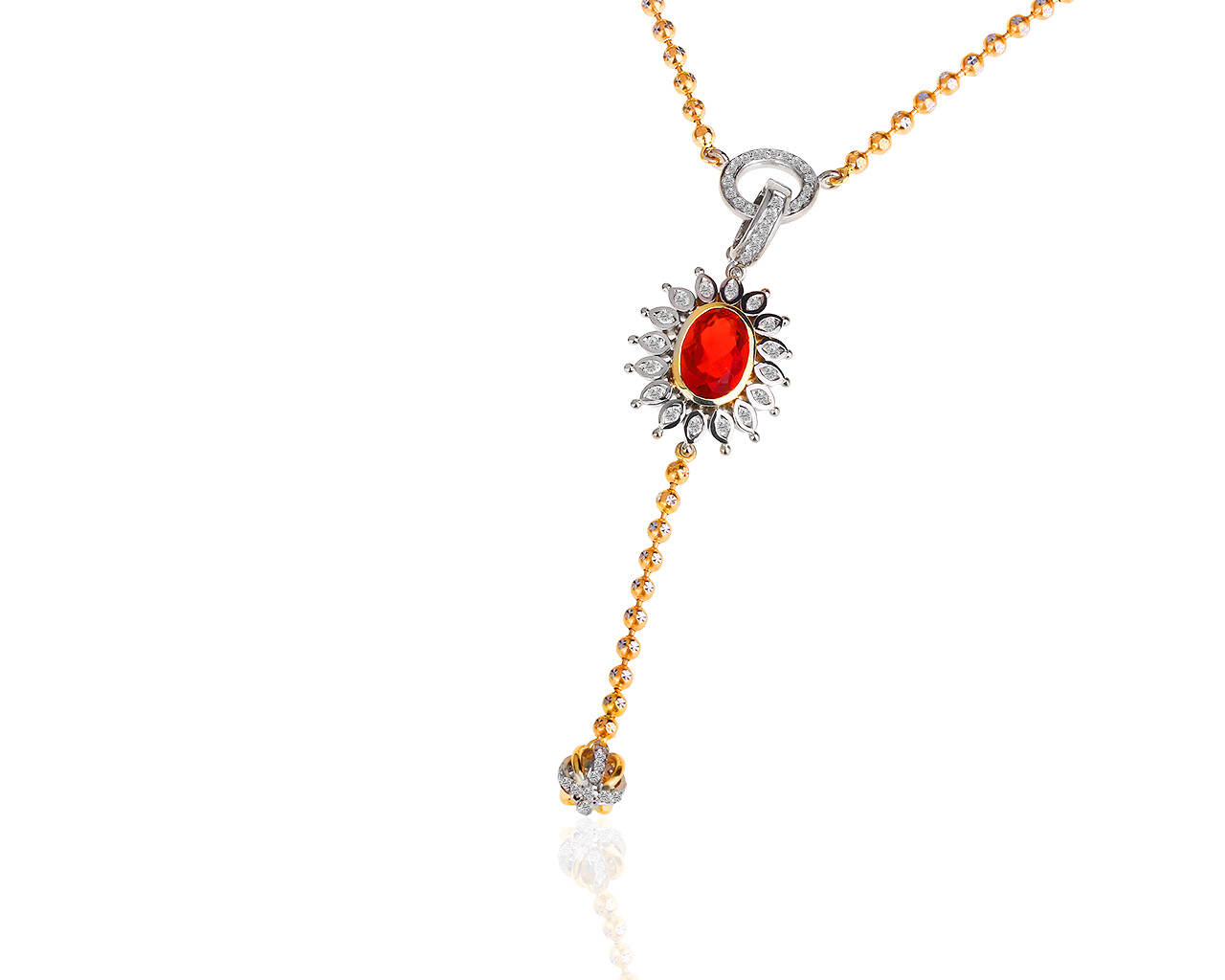 Золотое колье с опалом и бриллиантами 0.76ct 241018/13