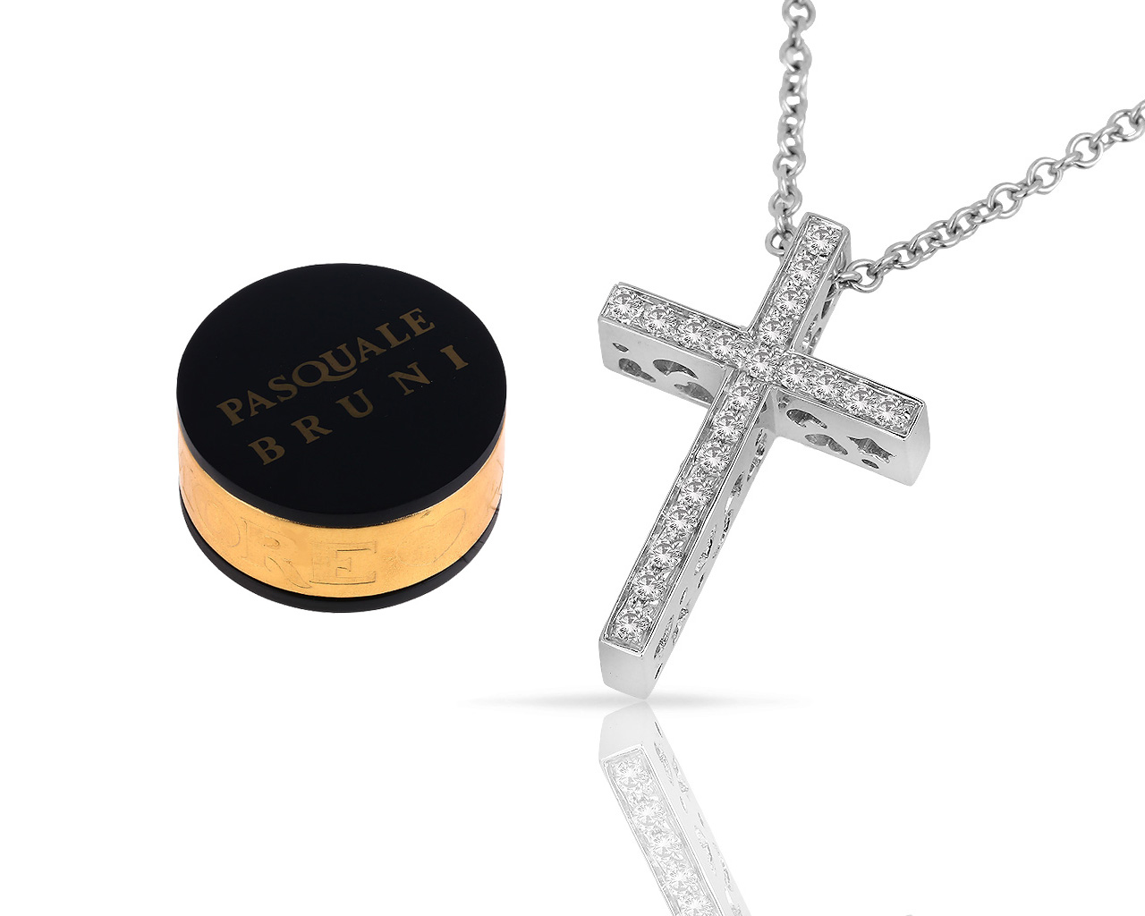 Золотой крест с бриллиантами 0.20ct Pasquale Bruni 
