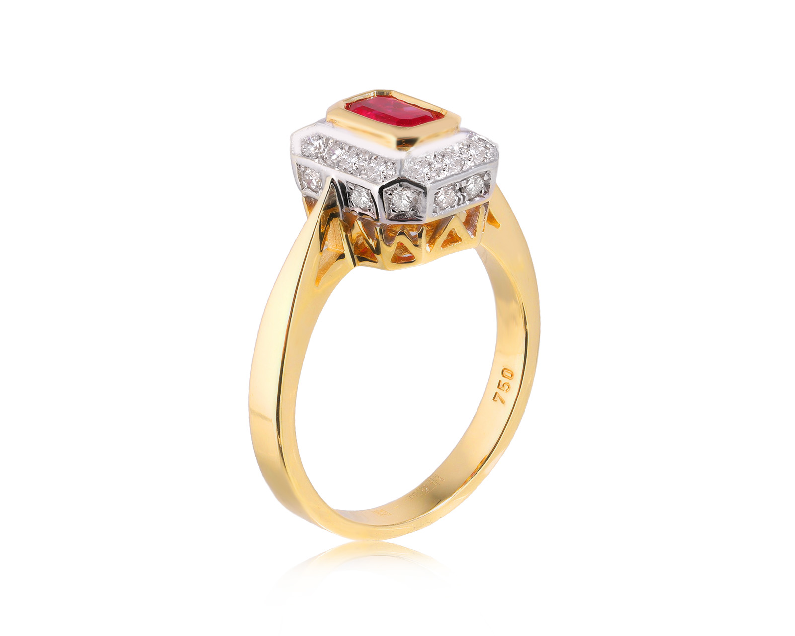 Золотое кольцо с рубином 0.50ct и бриллиантами 0.45ct