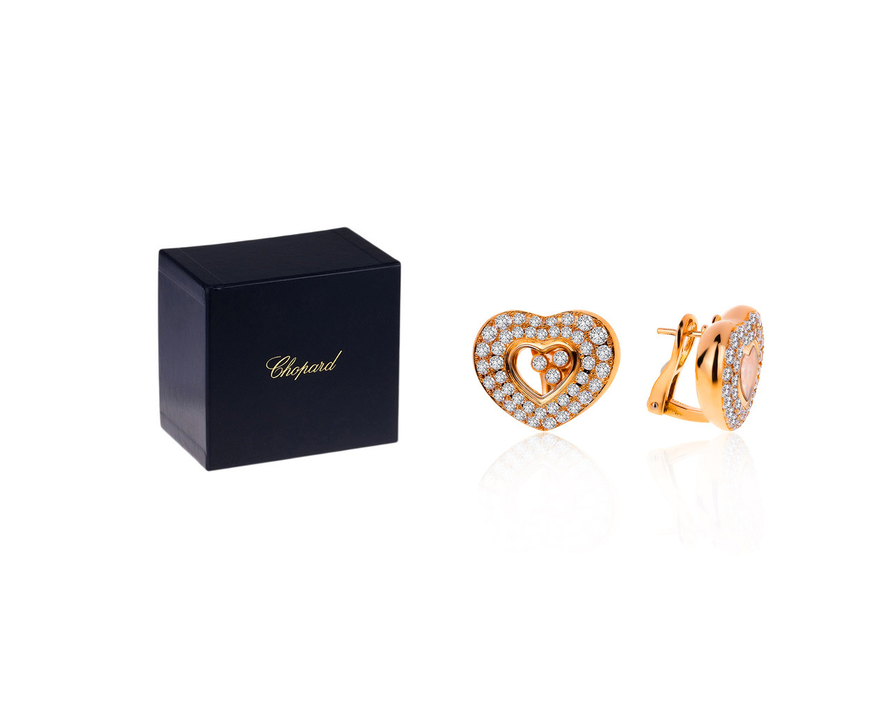 Оригинальные золотые серьги с бриллиантами 2.86ct Chopard