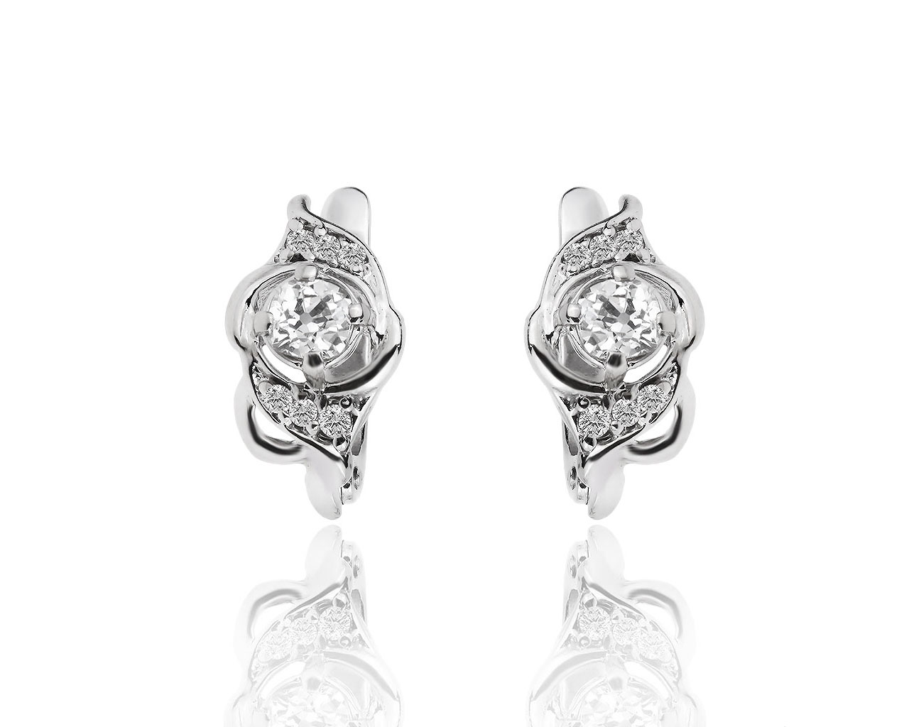 Элегантные золотые серьги с бриллиантами 0,48ct и обсыпкой 0,15ct 250419/17