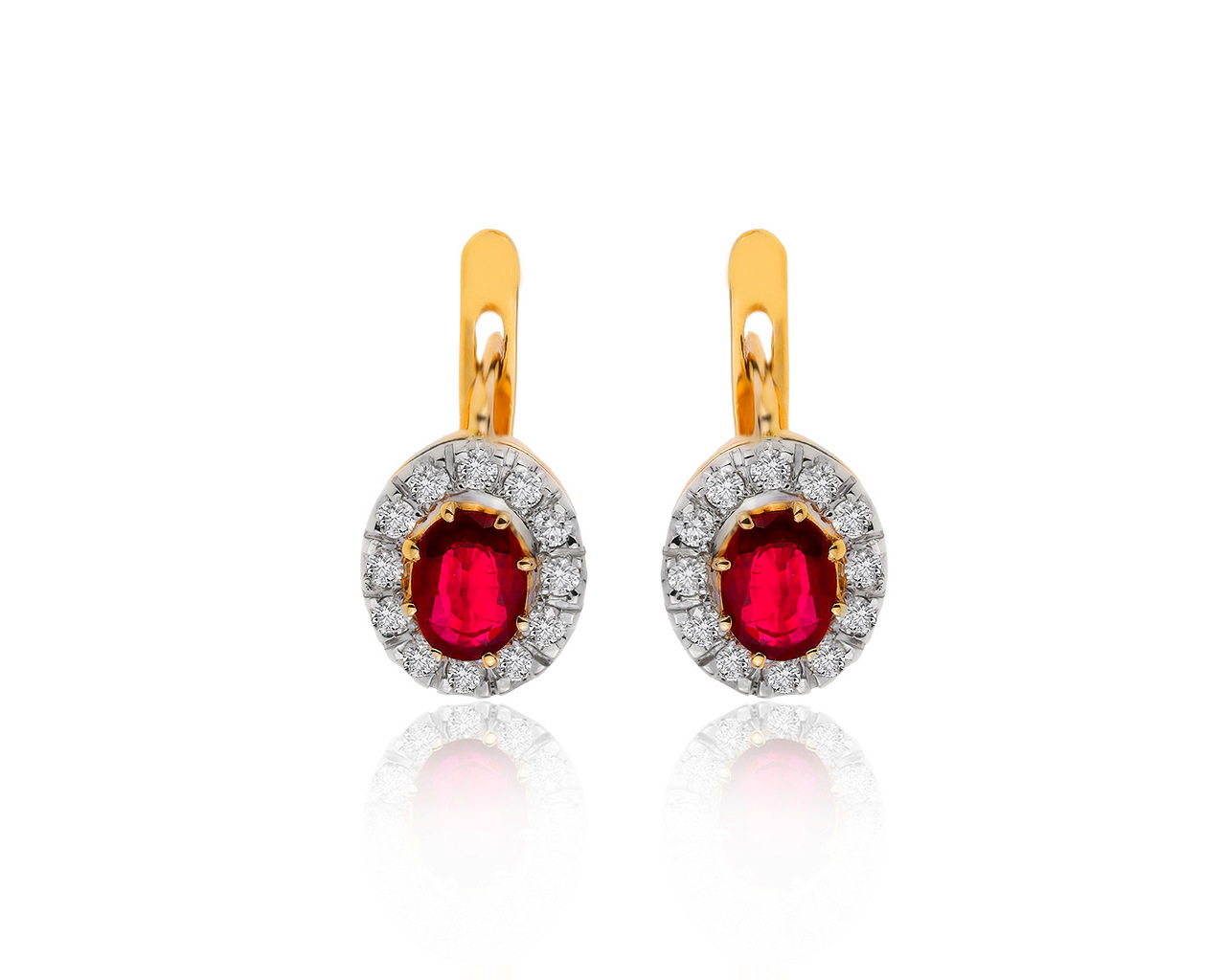 Изящные золотые серьги с рубинами 1.23ct 070320/9 Изящные золотые серьги с рубинами 1.23ct 070320/9