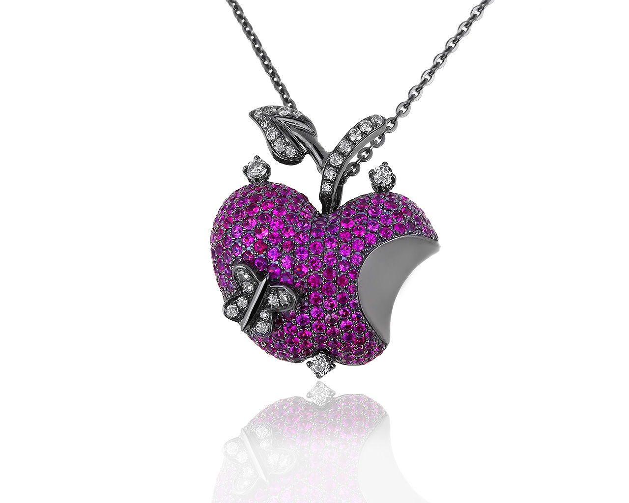 Изящный золотой кулон с бриллиантами 0.33ct и рубинами 2.24ct 210619/16 Изящный золотой кулон с бриллиантами 0.33ct и рубинами 2.24ct 210619/16