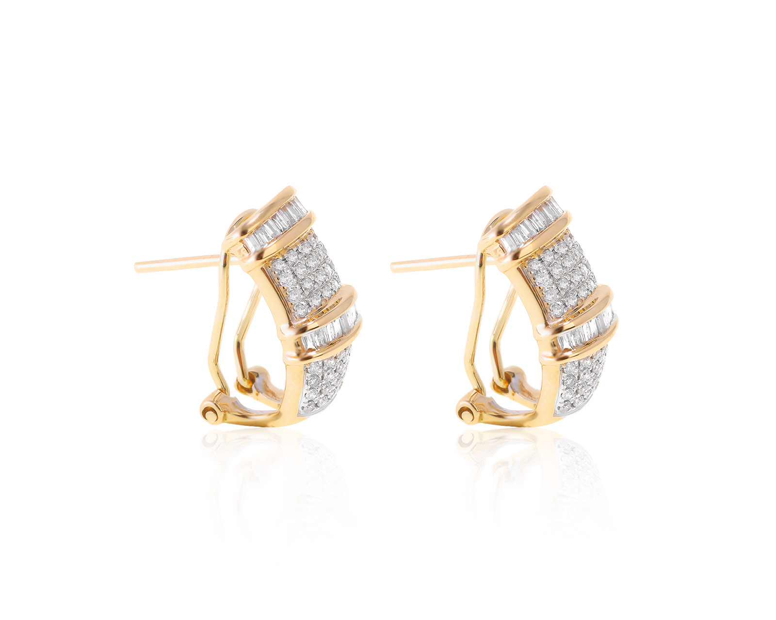 Богатые золотые серьги с бриллиантами 1.12ct 250622/4