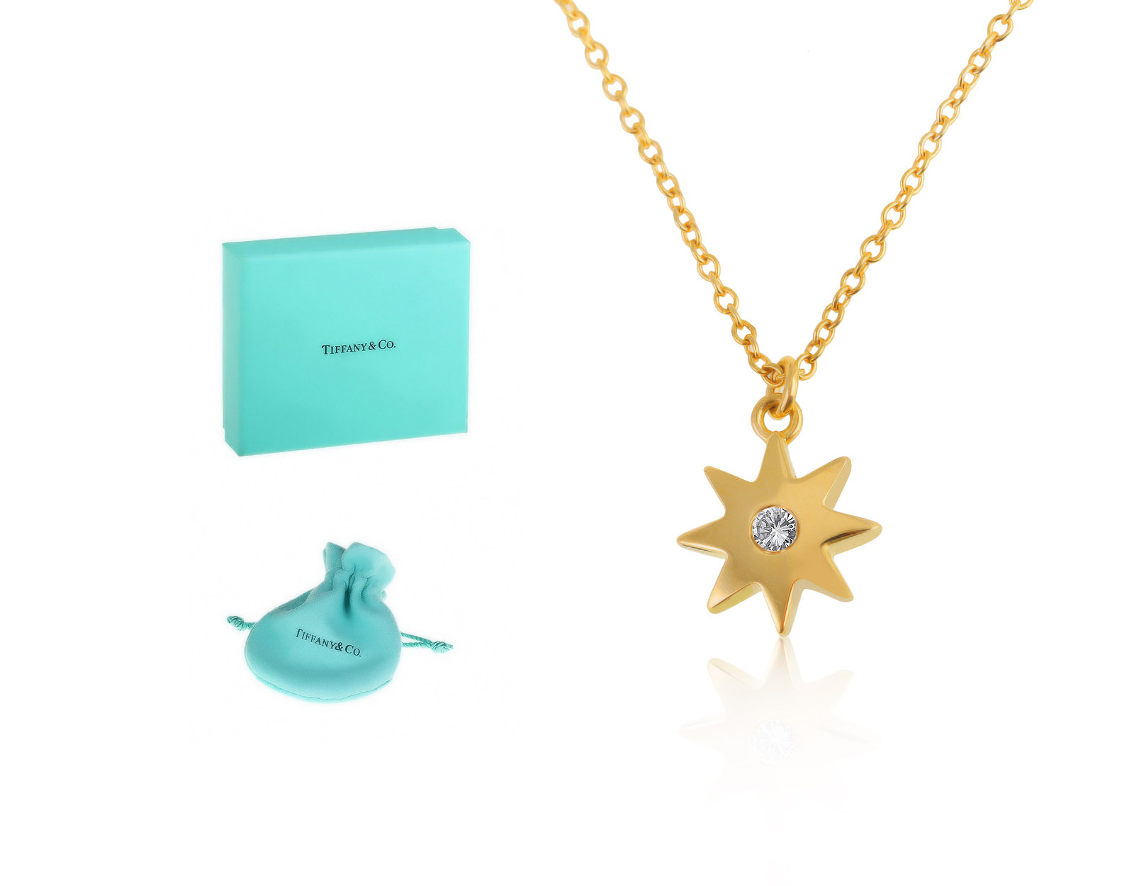 Оригинальный золотой кулон с бриллиантом 0.03ct Tiffany&Co Paloma Picasso