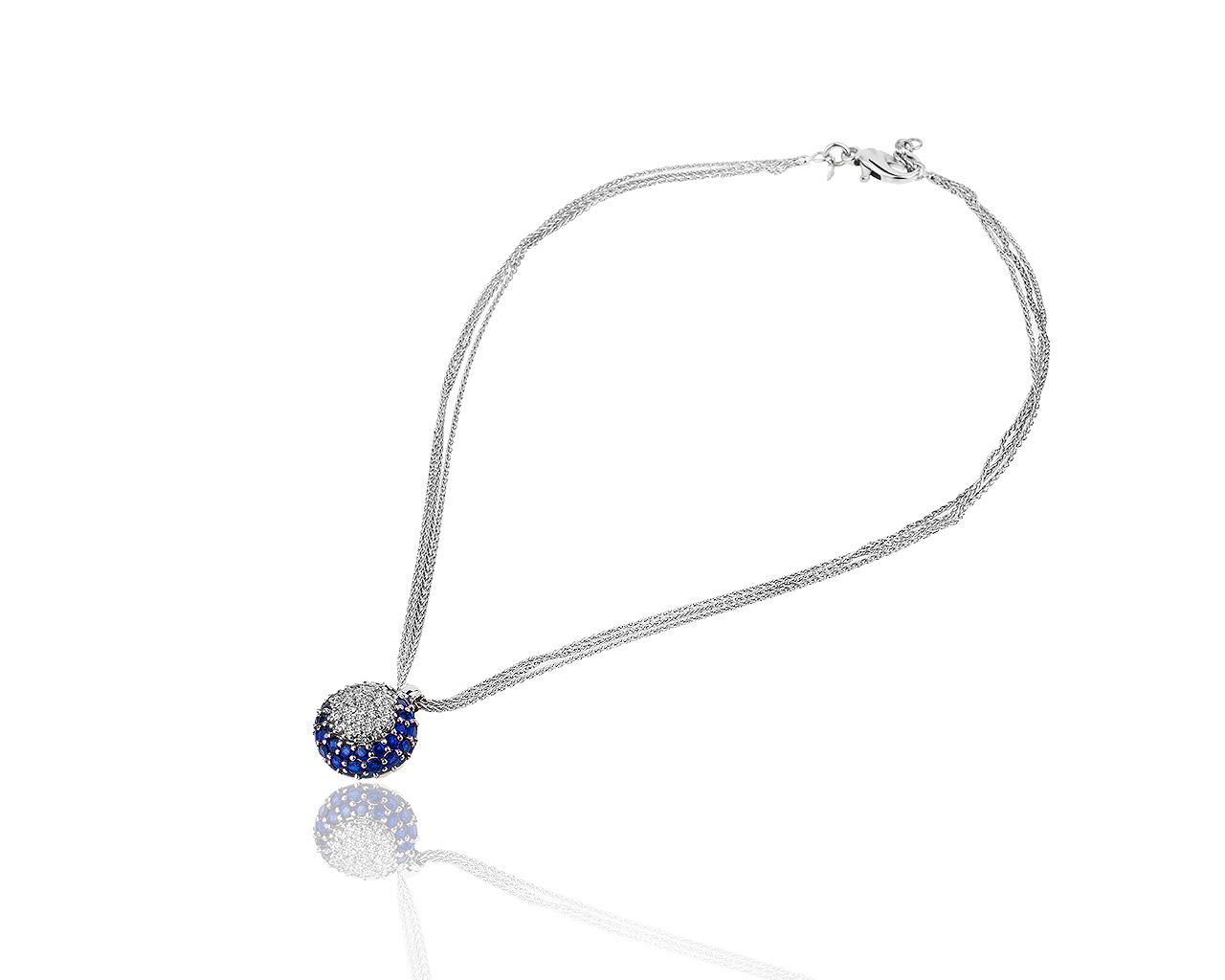 Итальянский золотой кулон с бриллиантами 0.81ct и сапфирами 7.98ct