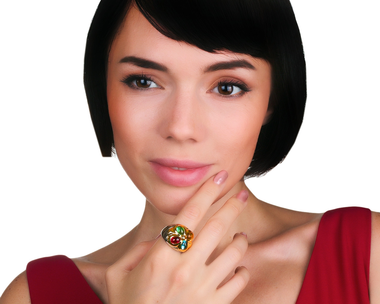 Золотое кольцо с цветными камнями Bvlgari Allegra Vintage