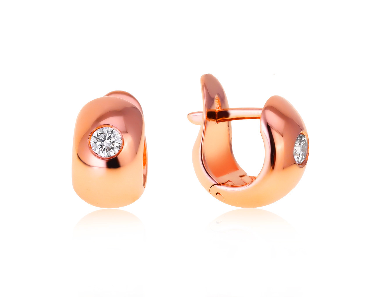 Миниатюрные золотые серьги с бриллиантами 0.29ct