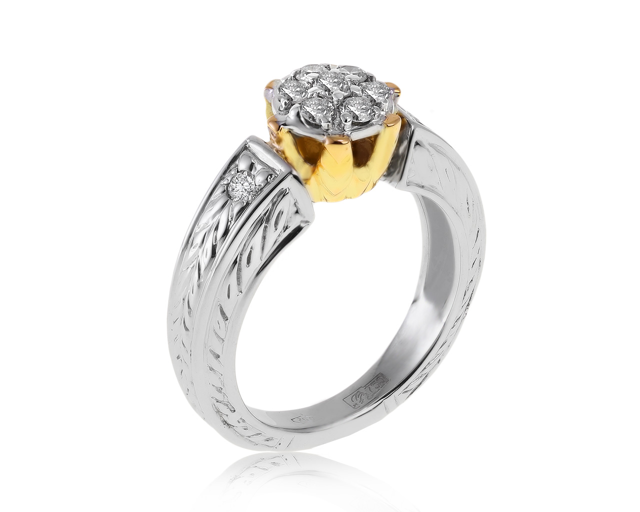 Престижное золотое кольцо с бриллиантами 0.37ct 010221/4