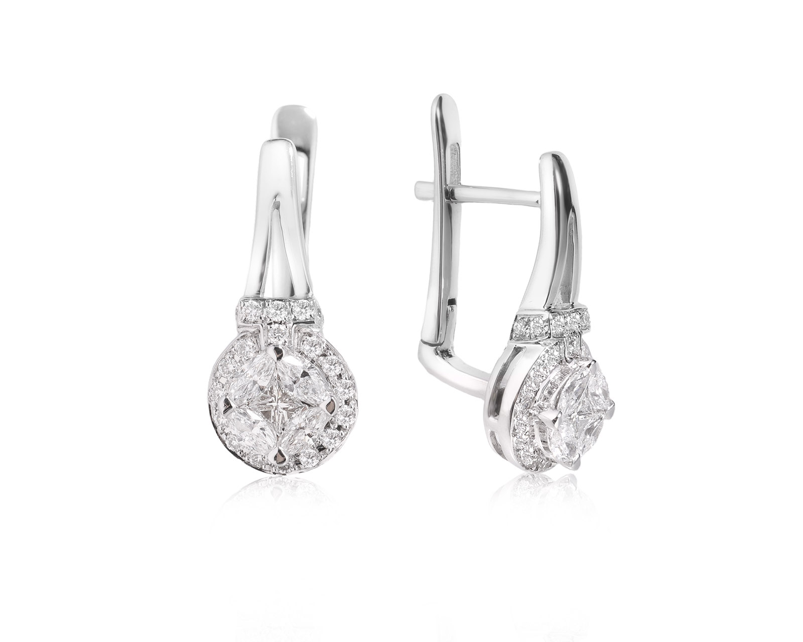 Золотые серьги с бриллиантами 1.01ct