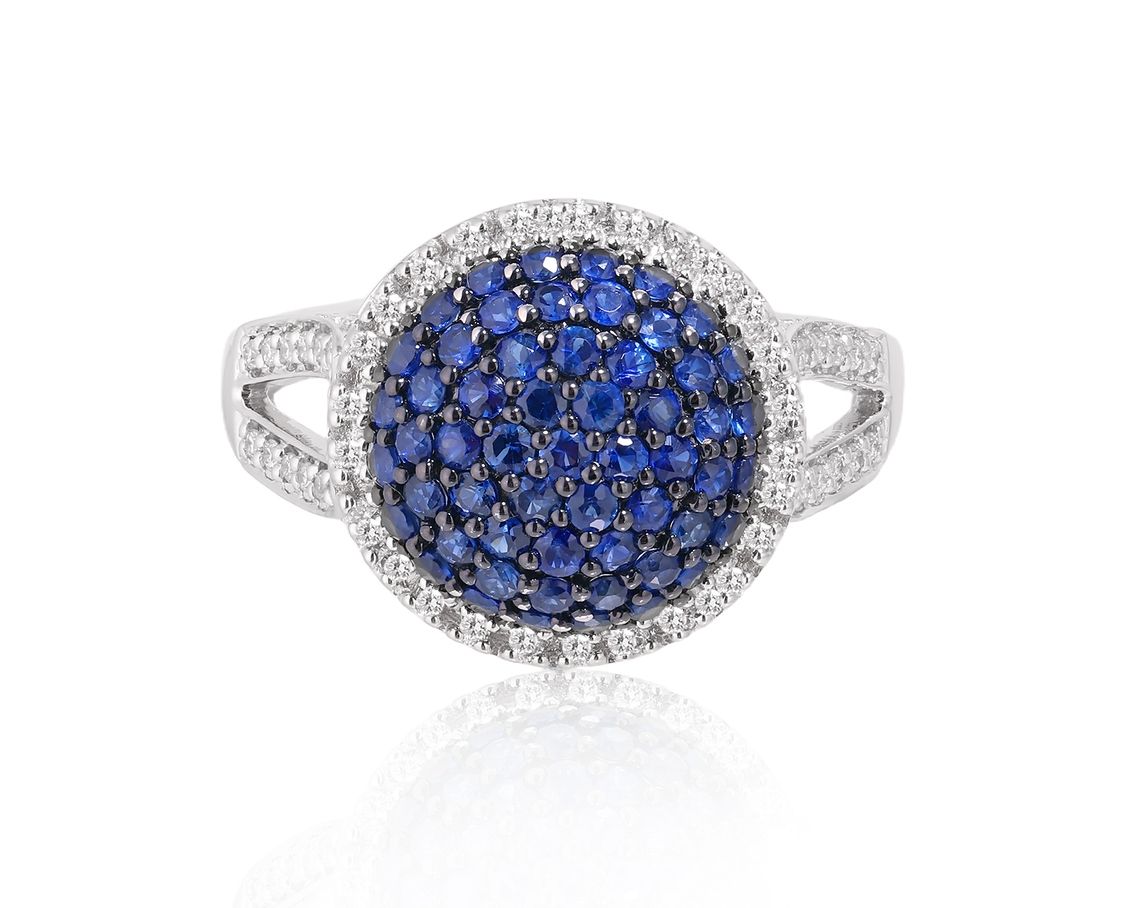 Золотое кольцо с сапфирами 0.96ct и бриллиантами 0.32ct