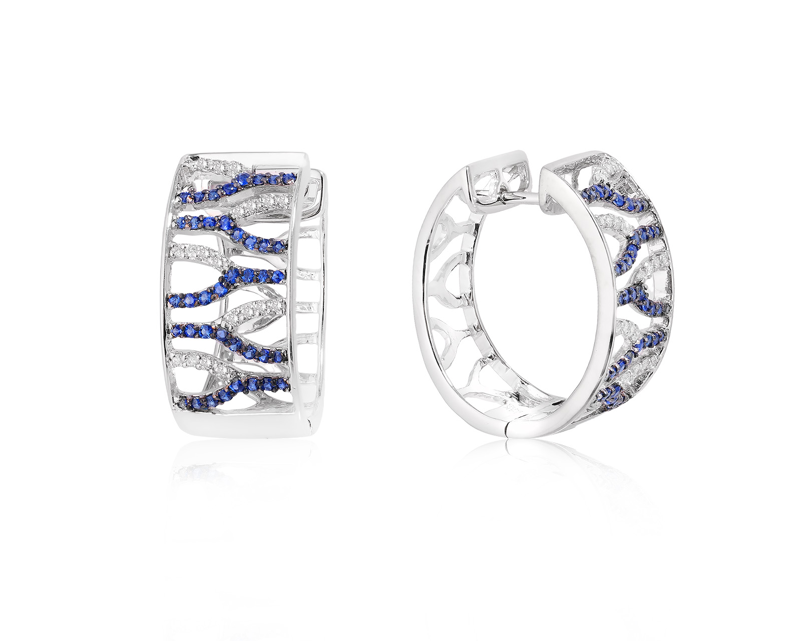 Золотые серьги с сапфирами 0.18ct и бриллиантами 0.18ct