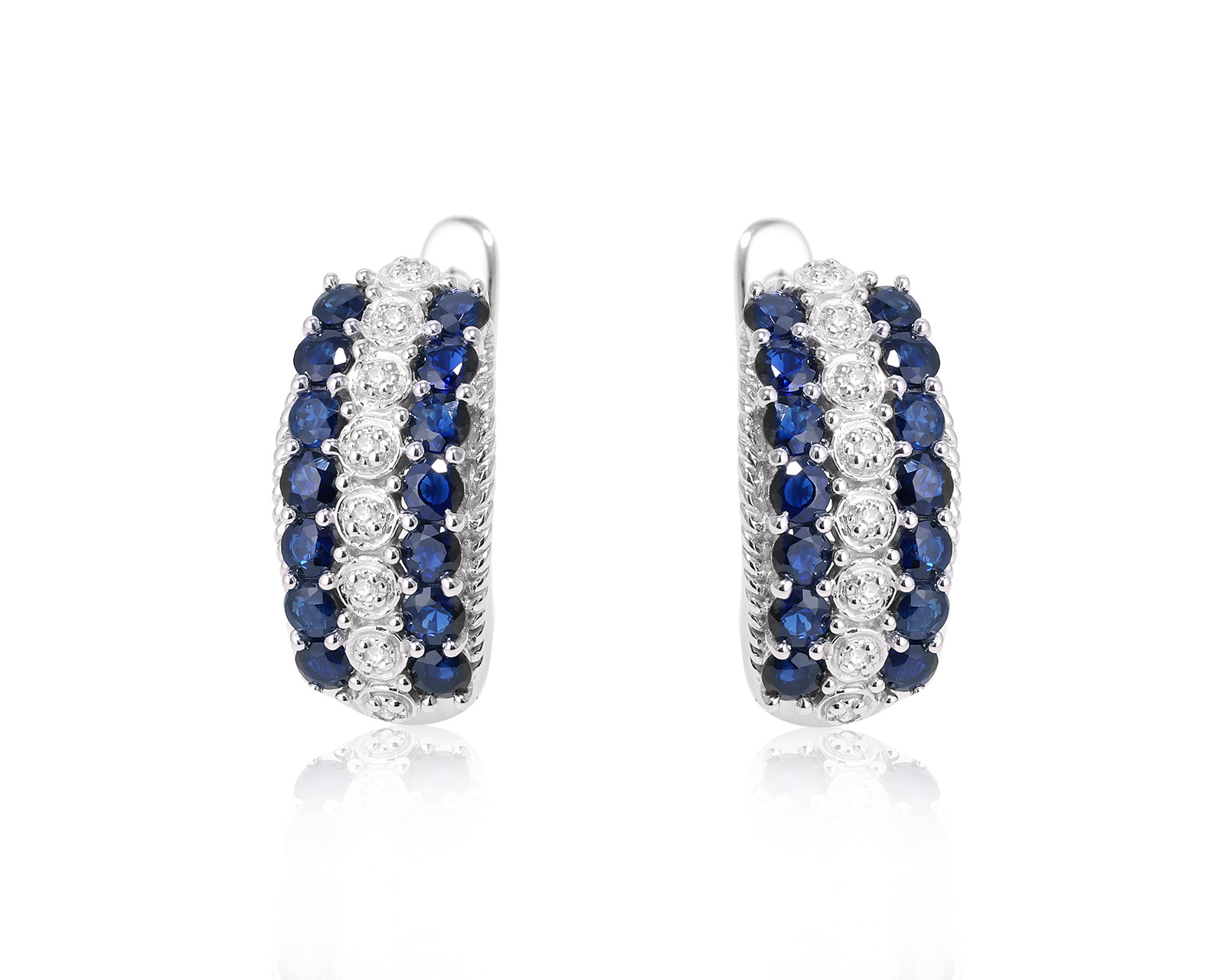 Золотые серьги с сапфирами 2.24ct и бриллиантами 0.08ct 081024/20