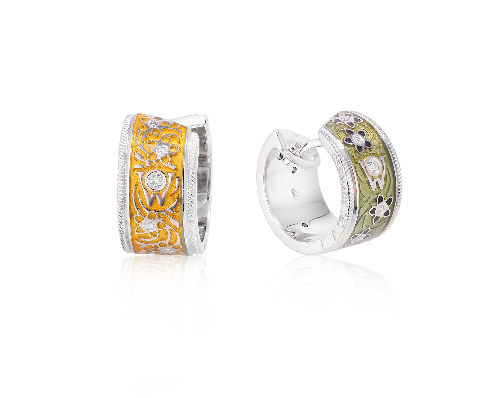 Оригинальные золотые серьги с бриллиантами 0.18ct Wellendorf Blueberry