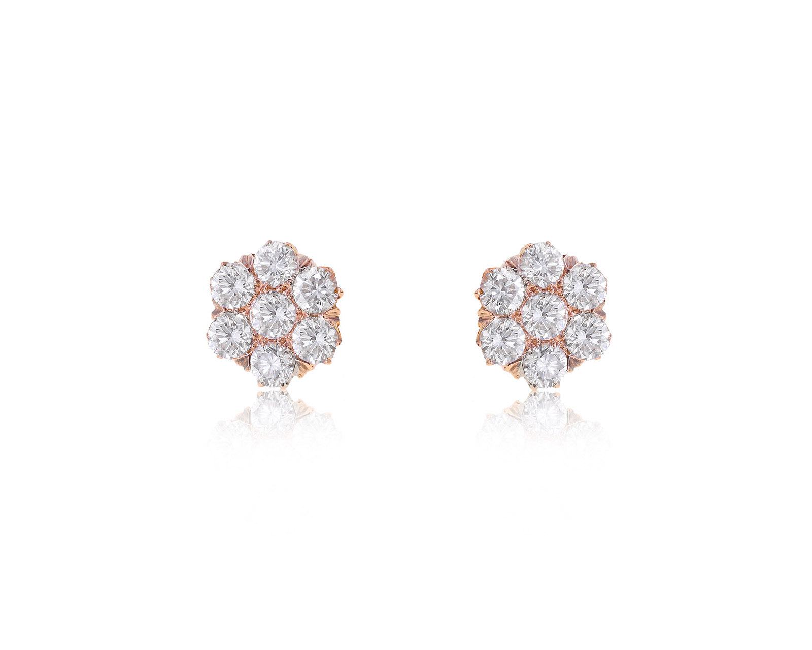 Модные золотые серьги с бриллиантами 1.96ct