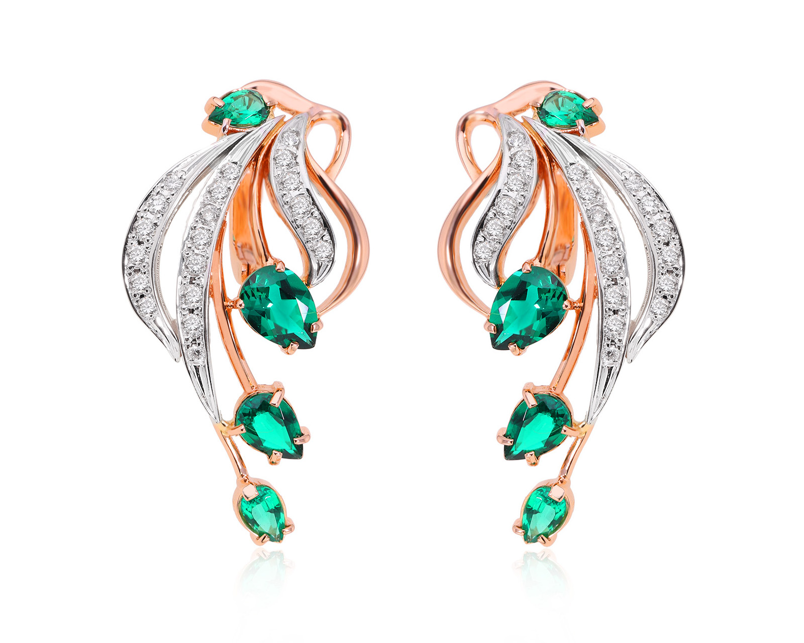Золотые серьги с изумрудами 2.80ct и бриллиантами 0.60ct 011024/19