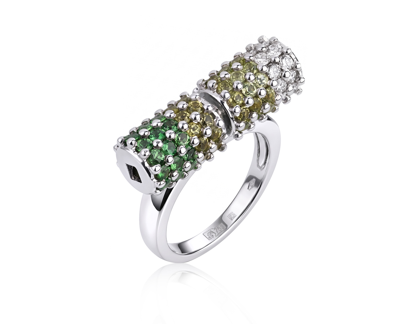 Оригинальное золотое кольцо с хризолитами 1.75ct Italian Luxury Industries 220926/3