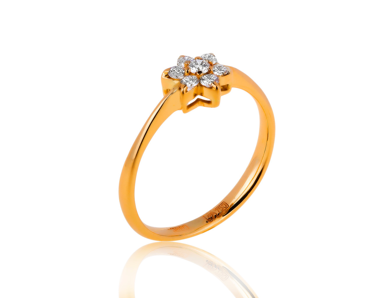 Праздничное золотое кольцо с бриллиантами 0.24ct
