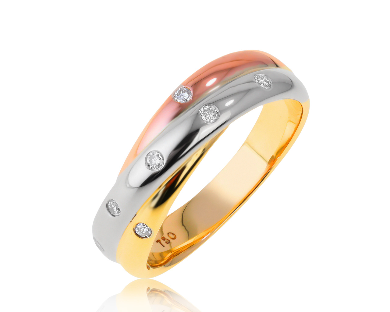 Изящное золотое кольцо с бриллиантами 0.11ct