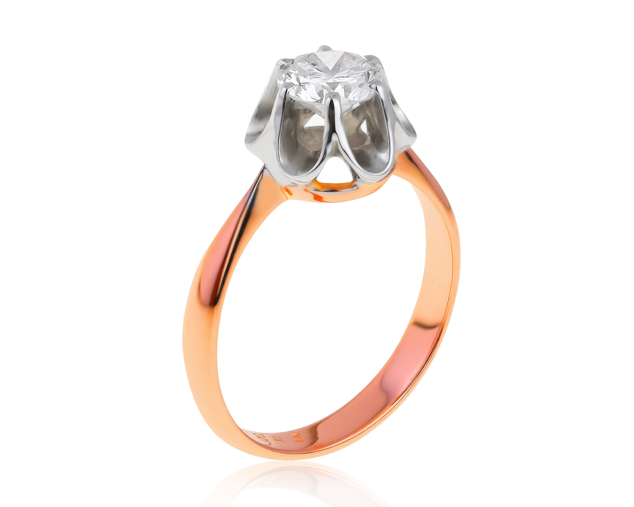 Винтажное золотое кольцо с бриллиантом 0.90ct СССР