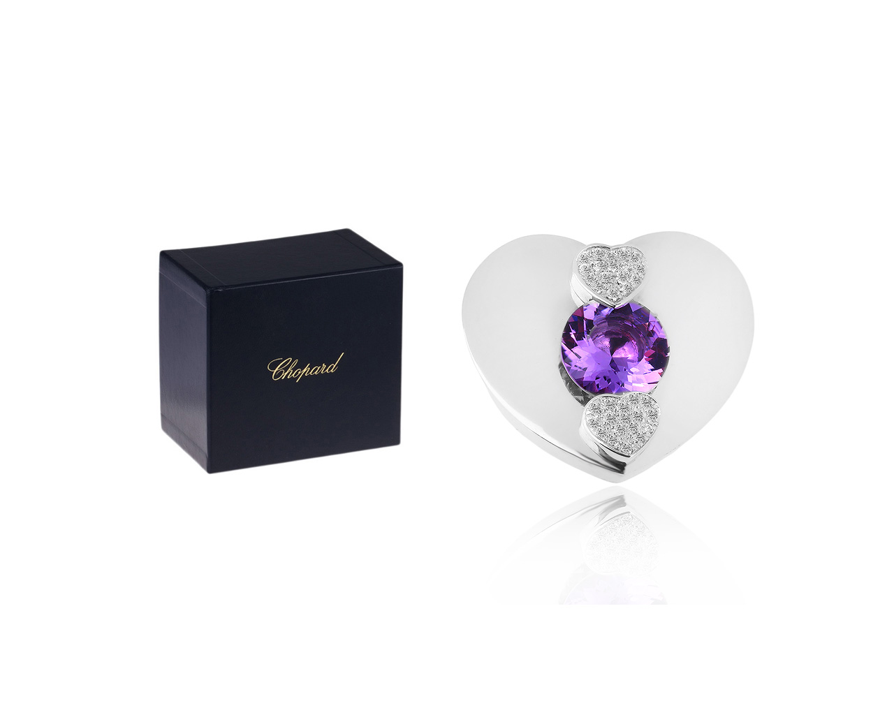 Оригинальный золотой кулон с бриллиантами и аметистом 3.50ct Chopard Hearts