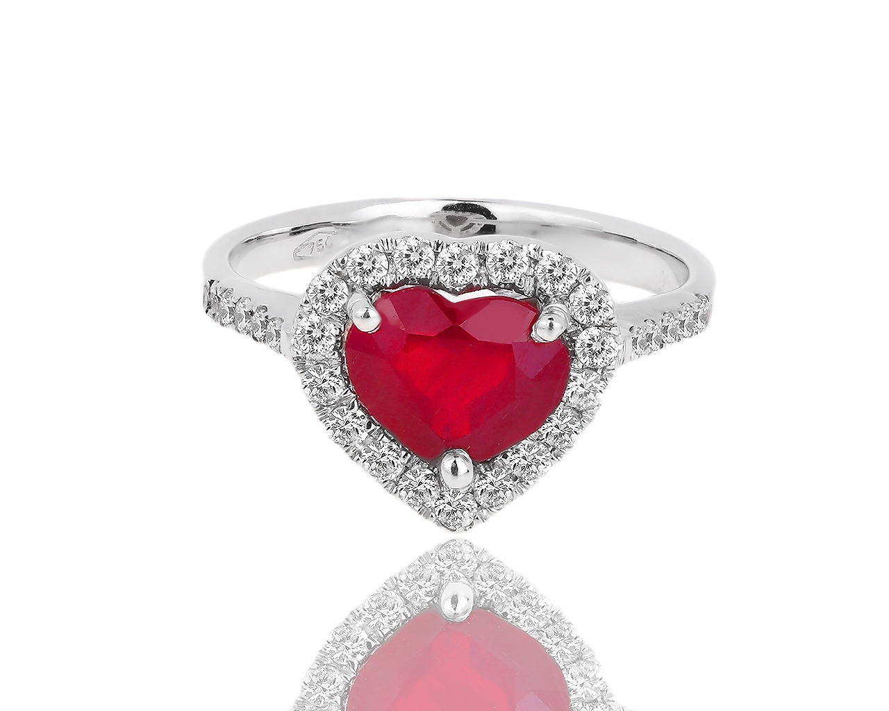 Итальянское золотое кольцо с бриллиантами и рубином 030818/1