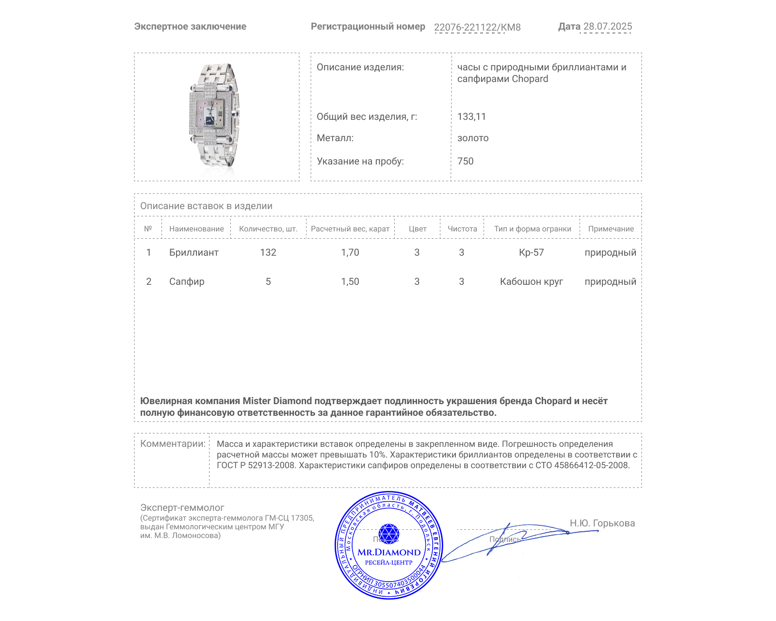 Оригинальные золотые часы с бриллиантами 1.70ct Chopard Imperiale Rectangular