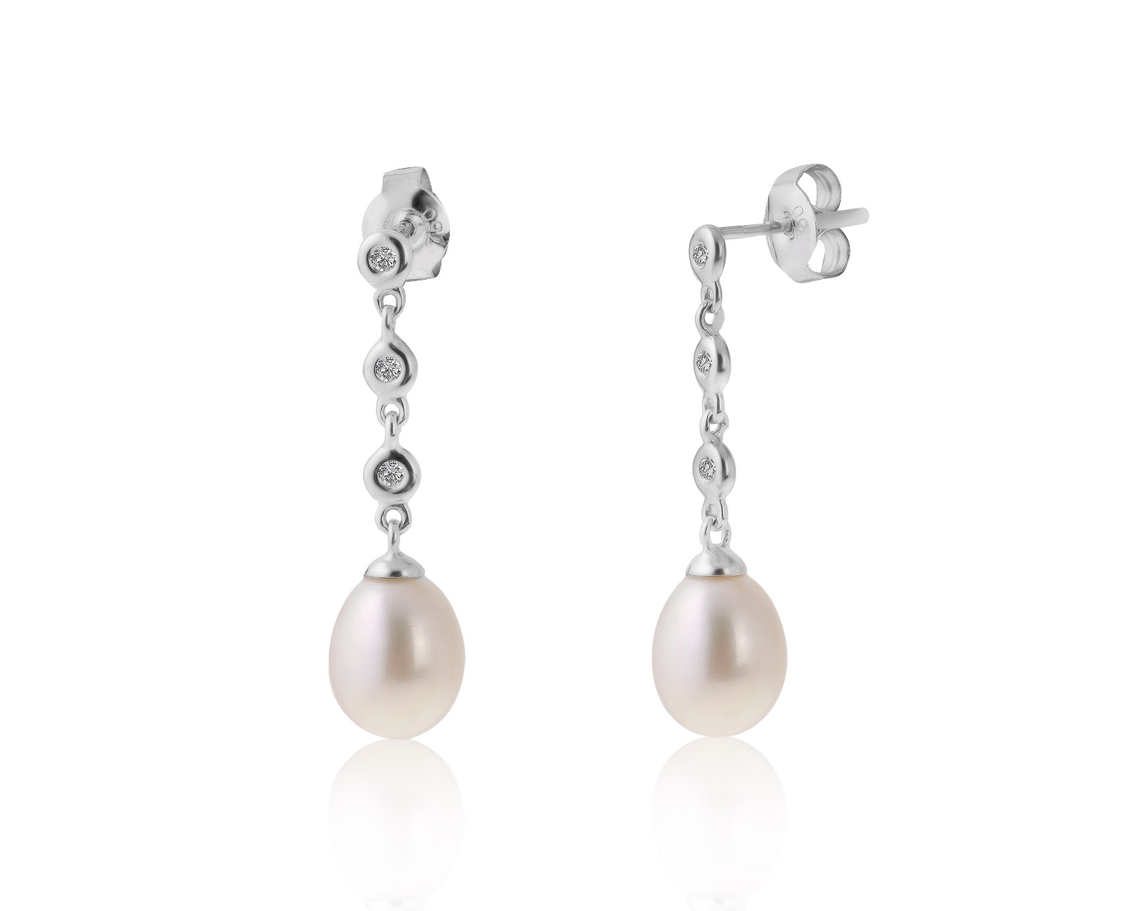 Оригинальные золотые серьги с жемчугом 7.50 мм Kiyoshi 290721/1