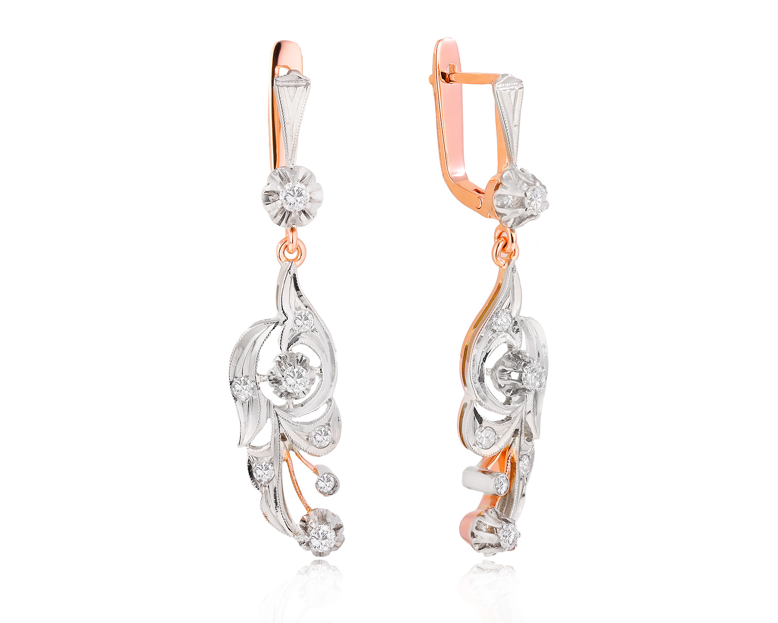 Золотые серьги с бриллиантами 0.68ct